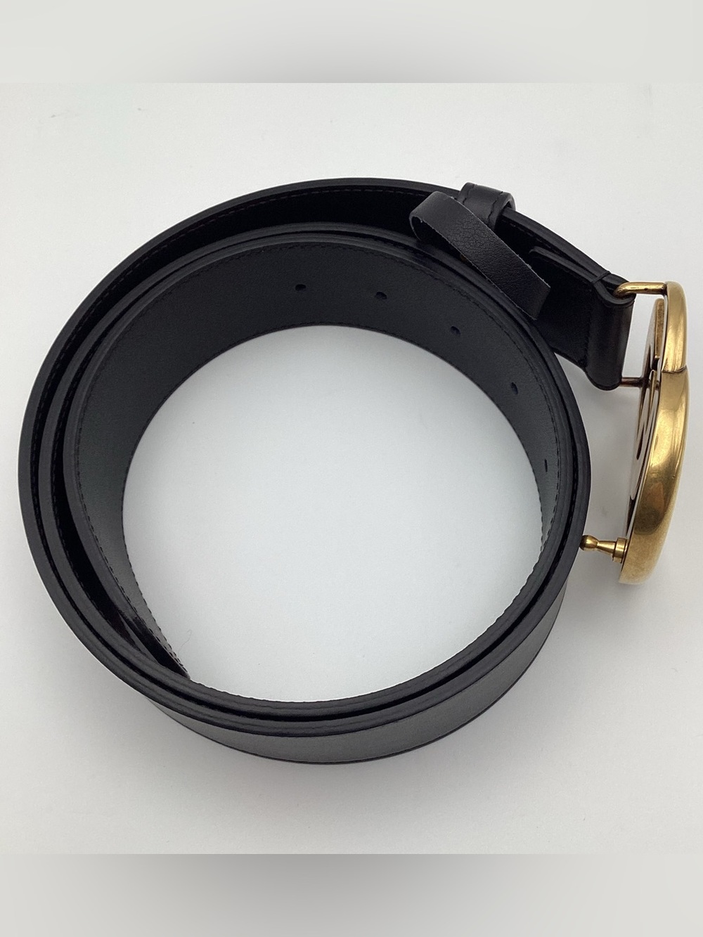 Gucci Double G Wide Leather Belt Black Gold Buckle 95/38 397660 - Picture 5 of 15